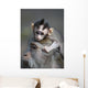 Indonesia, Bali, Ubud, A Young Macaque Rests On His Fathers Head Wall Mural