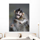 Indonesia, Bali, Ubud, A Young Macaque Rests On His Fathers Head Wall Mural