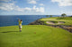 Hawaii, Lanai, Man Playing Golf At The Challenge At Manele Golf Course Wall Mural