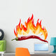 Red hot pepper with flames Wall Decal