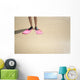 Hawaii, Woman Wearing Pink Snorkel Flippers On Sandy Beach Wall Mural