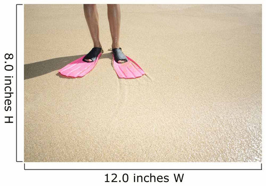 Hawaii, Woman Wearing Pink Snorkel Flippers On Sandy Beach Wall Mural