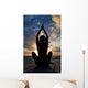Silhouette Of Woman Doing Yoga On Oceanside Pier Wall Mural
