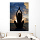Silhouette Of Woman Doing Yoga On Oceanside Pier Wall Mural