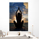 Silhouette Of Woman Doing Yoga On Oceanside Pier Wall Mural