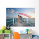 Woman Practicing Yoga On Tropical Beach, Lotus Position Wall Mural