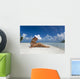 Woman Sitting On White Sand Beach Wall Mural