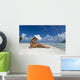 Woman Sitting On White Sand Beach Wall Mural