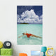 French Polynesia, Woman Floating In Ocean Water Wall Mural