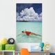 French Polynesia, Woman Floating In Ocean Water Wall Mural