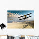 Two vintage WWI double wing biplanes flying over canyon Wall Mural