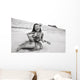 Young Girl Smiling And Playing Ukulele On The Beach In A Hula Skirt Wall Mural