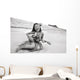 Young Girl Smiling And Playing Ukulele On The Beach In A Hula Skirt Wall Mural