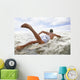Hawaii, Oahu, Young Man Paddling On His Surfboard In The Water Wall Mural