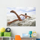 Hawaii, Oahu, Young Man Paddling On His Surfboard In The Water Wall Mural