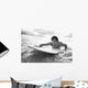 Hawaii, Oahu, Young Man Paddling On His Surfboard In The Water Wall Mural