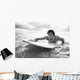 Hawaii, Oahu, Young Man Paddling On His Surfboard In The Water Wall Mural