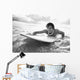 Hawaii, Oahu, Young Man Paddling On His Surfboard In The Water Wall Mural