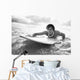 Hawaii, Oahu, Young Man Paddling On His Surfboard In The Water Wall Mural