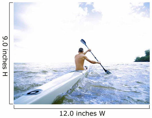Hawaii, Kauai, Anini Beach, Active Male Paddling In A One Man Canoe Wall Mural