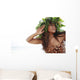 Polynesian Female Posing Wearing Wild Fern Haku And Tapa Cloth Wall Mural