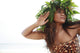 Polynesian Female Posing Wearing Wild Fern Haku And Tapa Cloth Wall Mural