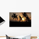 Silhouette Of Man Stretching Near The Beach As The Golden Sunsets Wall Mural