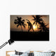 Silhouette Of Man Stretching Near The Beach As The Golden Sunsets Wall Mural