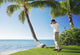 Ready To Swing His Golf Club At A Beach Front Golf Course Wall Mural
