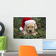Labrador Retriever Puppy With Santa Hat In A Christmas Wreath Wall Mural