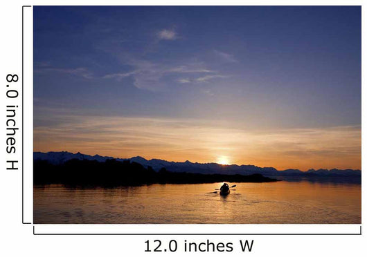 Sunset, Kayaking Through Beautiful Mountain Ranges Wall Mural