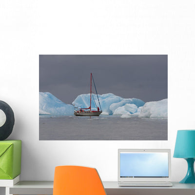 Sailboat Laguna San Rafael Wall Mural shown on a wall