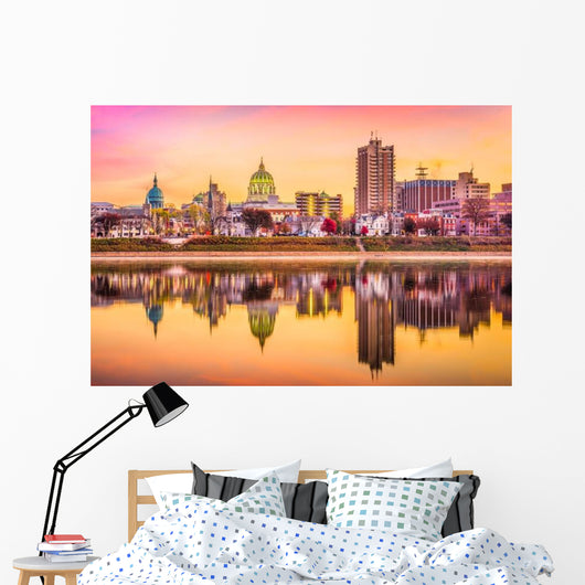Harrisburg Pennsylvania USA Twilight Skyline Wall Decal