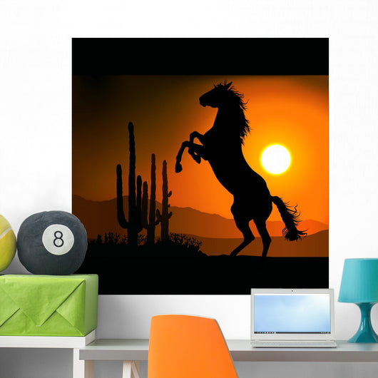 horse silhouette a Wall Mural