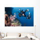 Indonesia, Bali, Divers Photographing A Crinoid And Soft Coral Wall Mural