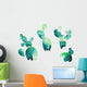 Watercolor Cacti Cactus Wall Decal Sticker Set