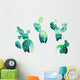 Watercolor Cacti Cactus Wall Decal Sticker Set