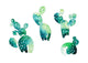 Watercolor Cacti Cactus Wall Decal Sticker Set