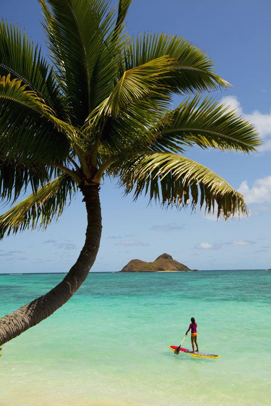Female Stand Up Paddler On Her Way To Mokulua Islands Wall Mural