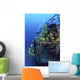 Diver And Schooling Blue Striped Snapper On Wreck Of Sea Tiger Wall Mural