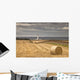 Barns Ness Lighthouse Along The Coast And Hay Bales In A Field Wall Mural