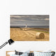 Barns Ness Lighthouse Along The Coast And Hay Bales In A Field Wall Mural