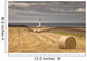 Barns Ness Lighthouse Along The Coast And Hay Bales In A Field Wall Mural