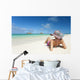 Hawaii, Oahu, Lanikai Beach, Woman Relaxing Along Sandy Shore Wall Mural