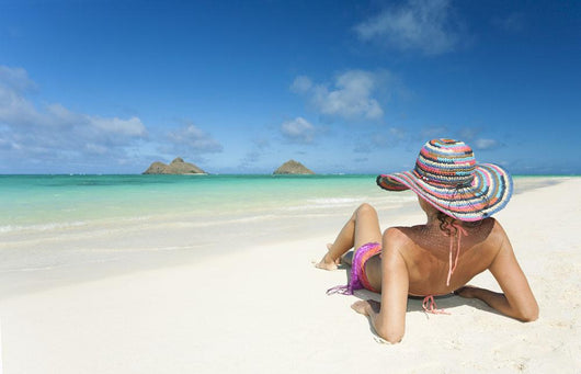 Hawaii, Oahu, Lanikai Beach, Woman Relaxing Along Sandy Shore Wall Mural