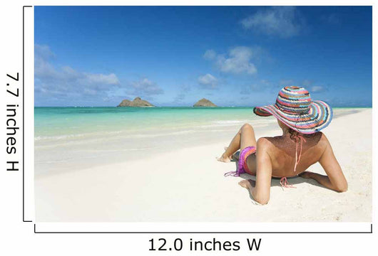Hawaii, Oahu, Lanikai Beach, Woman Relaxing Along Sandy Shore Wall Mural
