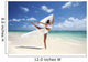Beautiful Female Ballet Dancer On Beach With White Flowing Fabric Wall Mural