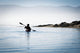 California, Morro Bay State Park, Woman Kayaking In Ocean, Silhouette Wall Mural