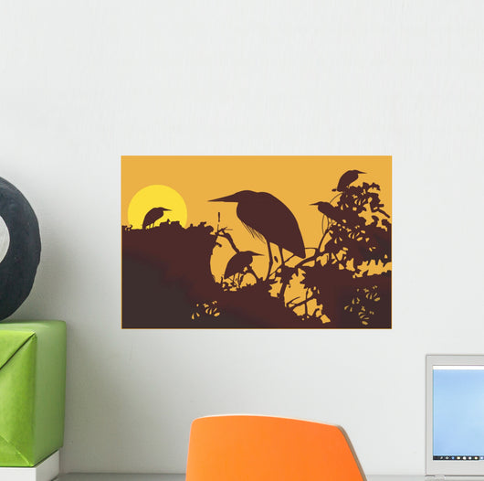 Two Cranes Flying Wall Mural