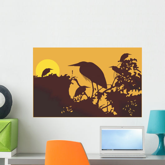 Two cranes flying Wall Mural